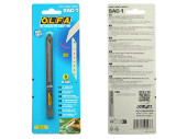 The OLFA SAC-1 stainless steel knife is polished