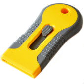 Plastic scraper with retractable blade